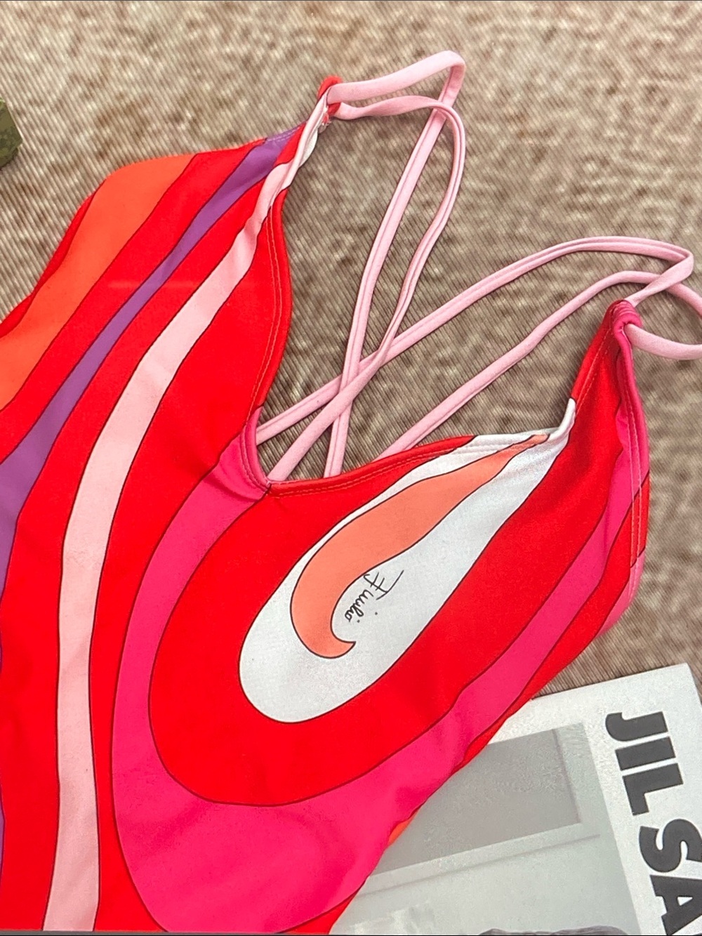 Emilio Pucci Red Pink Purple Swirl One-Piece - Picture 4 of 16